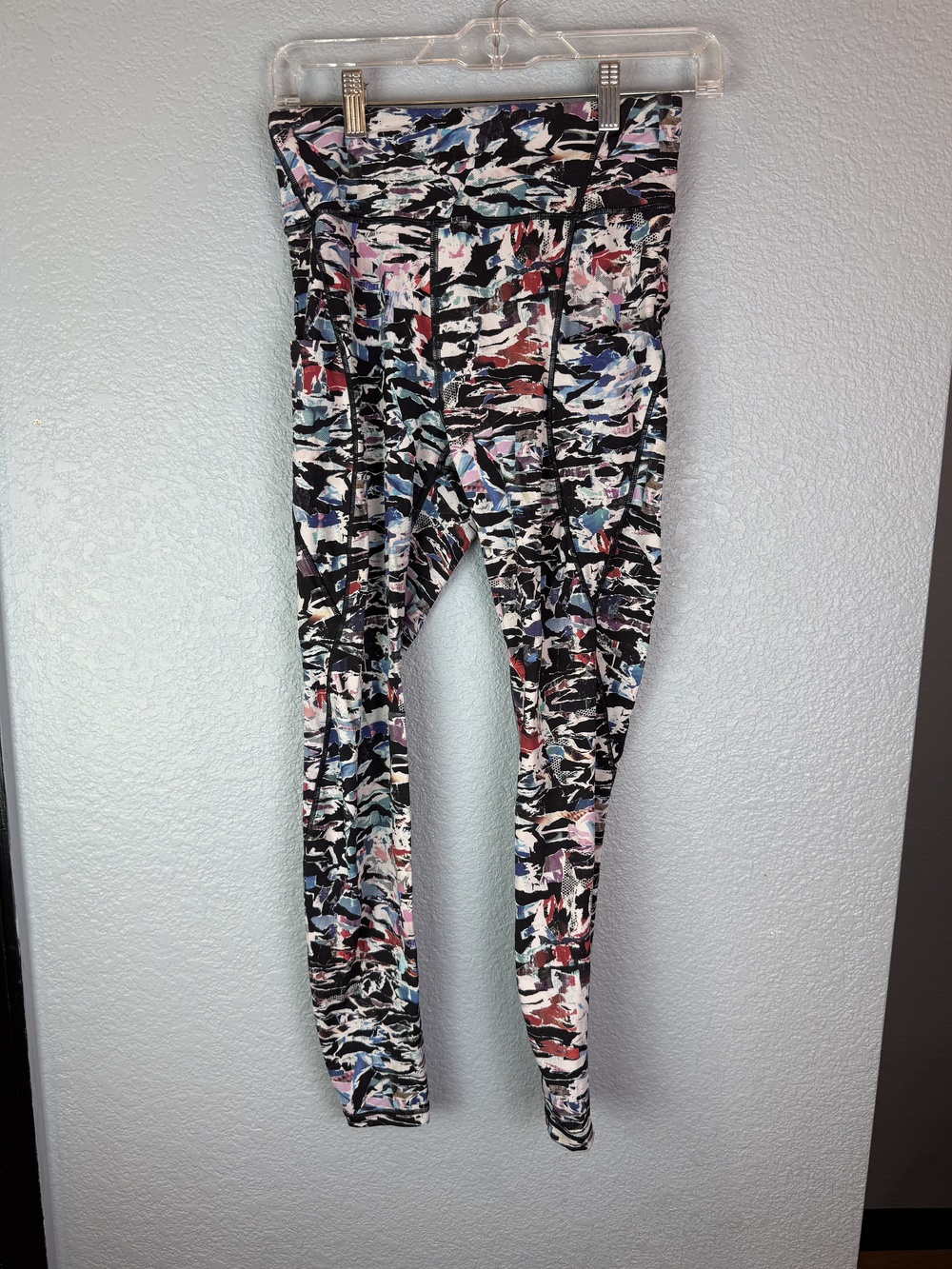 Lululemon Pants Womens 6 Multi Color High Rise Leggings Pocket Back Zip Run Gym